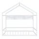 preview thumbnail 7 of 15, Full Size Wooden House Bed Kids Bed with Fence and Roof with Storage Shelf,Solid Construction For Bedroom