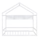 preview thumbnail 4 of 9, Wooden Full Size House Bed with Roof and Storage Shelf, Kids Bed with Fence, White