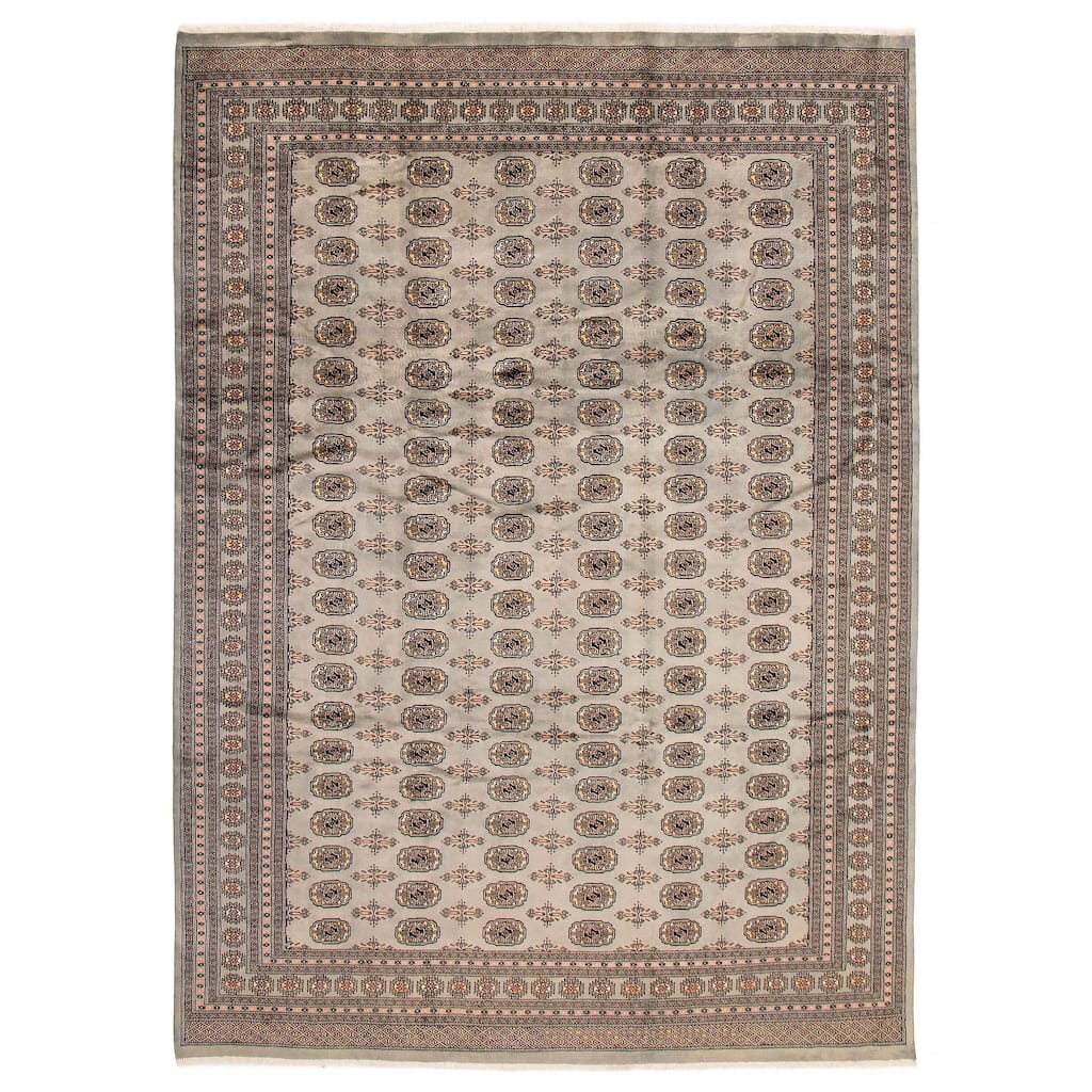 Finest Peshawar Bokhara Grey Rug 8'11" x 12'3" - 8'11 x 12'3