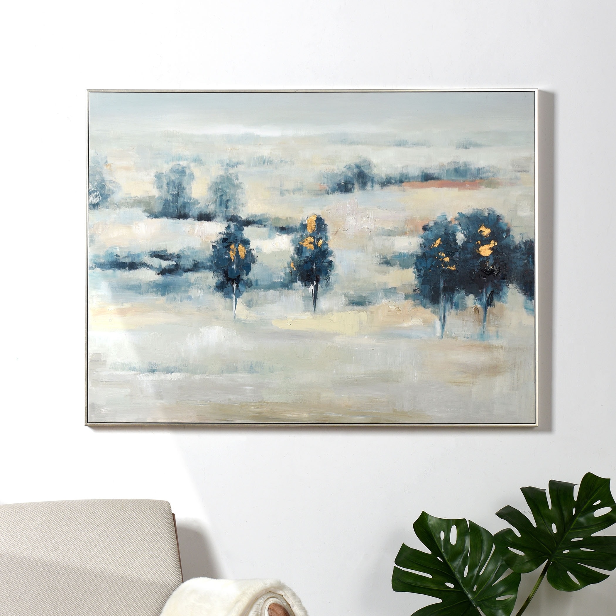 StyleCraft Trees In The Hill Canvas Framed Wall Art