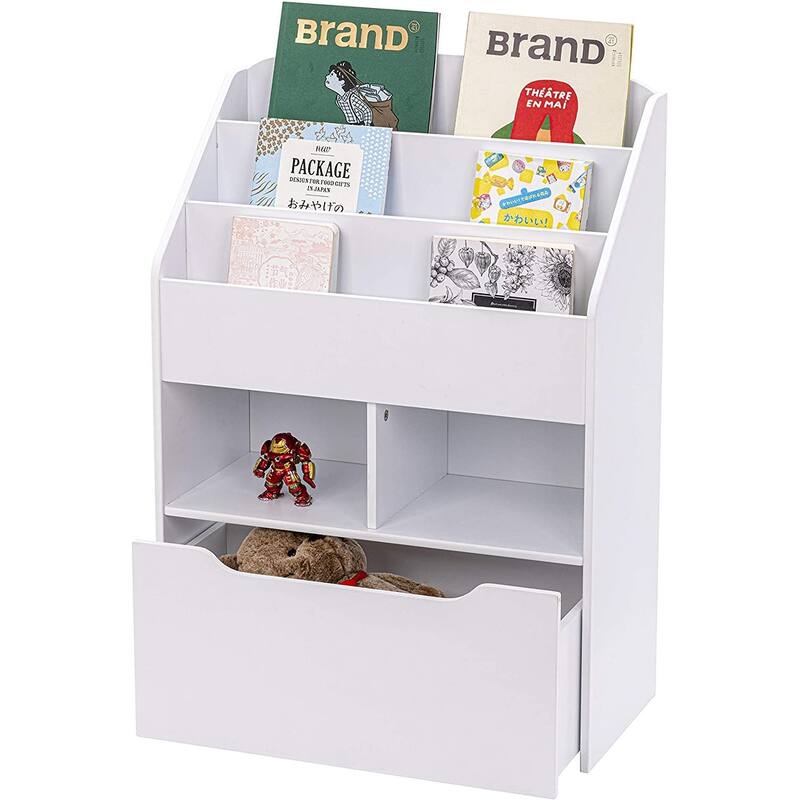 UTEX Kids Bookshelf and Toy Storage Organizer Kids Book Organizer Bookcase Storage for Kids with Rolling Toy Box
