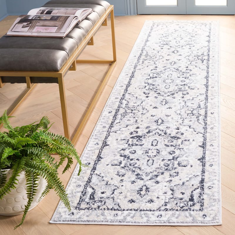 SAFAVIEH Layla Helaine Shabby Chic Farmhouse Rug - 2'2" x 9' Runner - Ivory Grey/Charcoal