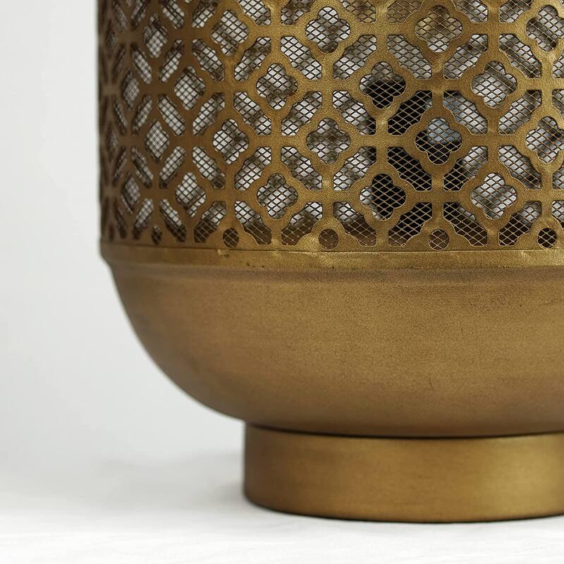 16.5" Brass Lantern Night Light Accent Lamp Table Lamp