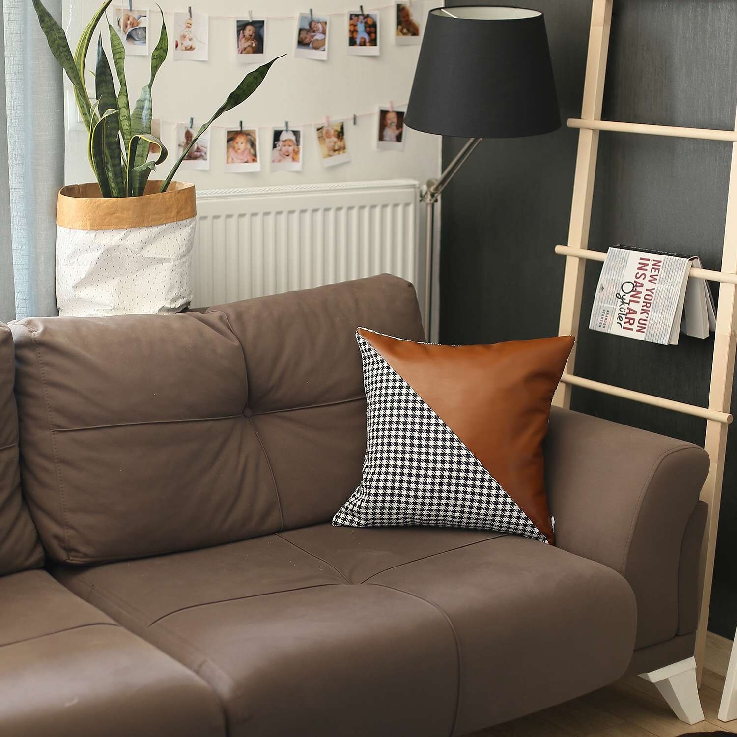 Boho-Chic Decorative Vegan Faux Leather Pillow Covers-image