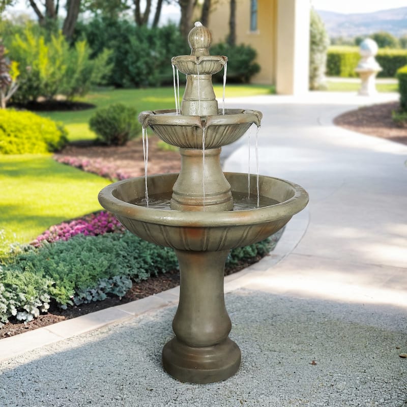 51.5in Outdoor Water Fountain 2-Tier Waterfall Fountain for Home Decor