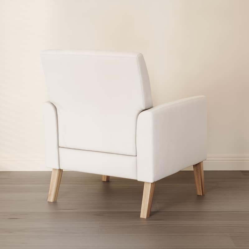 Modern Upholstered Accent Chair with Tufted Backrest and Solid Wood Legs Living Room Armchair
