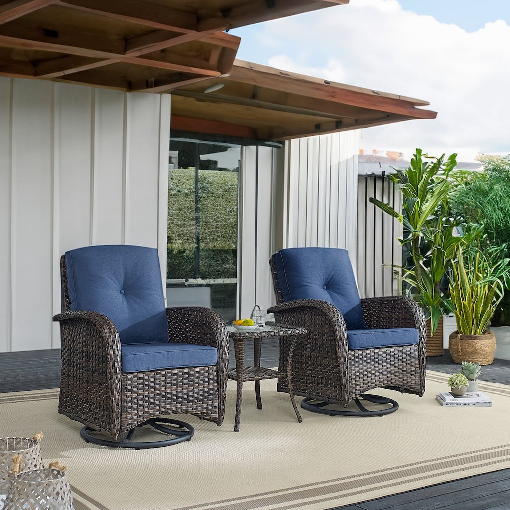 Pocassy Patio Swivel Rocker Chairs with Side Table