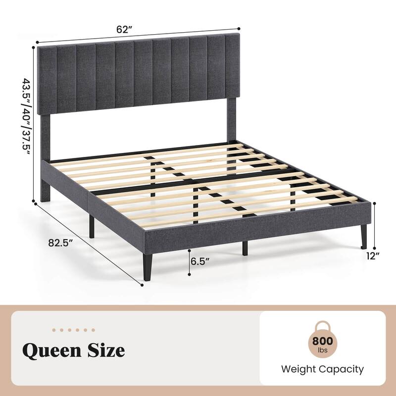 Costway Twin/Full/Queen Size Bed Frame with Height Adjustable Vertical
