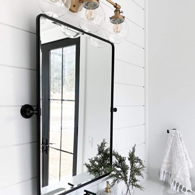 TEHOME Woodvale Rectangle Metal Pivot Bathroom Mirror