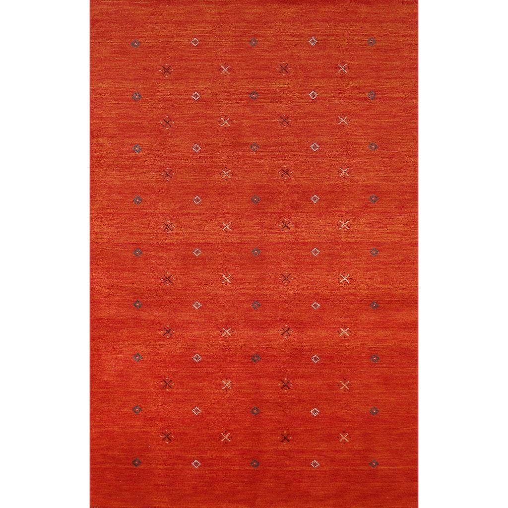 Hand Knotted Oriental 100% Wool Carpet Tribal Tribal Oranges & Rust Gabbeh Area Rug - 7' 11'' X 5' 2''