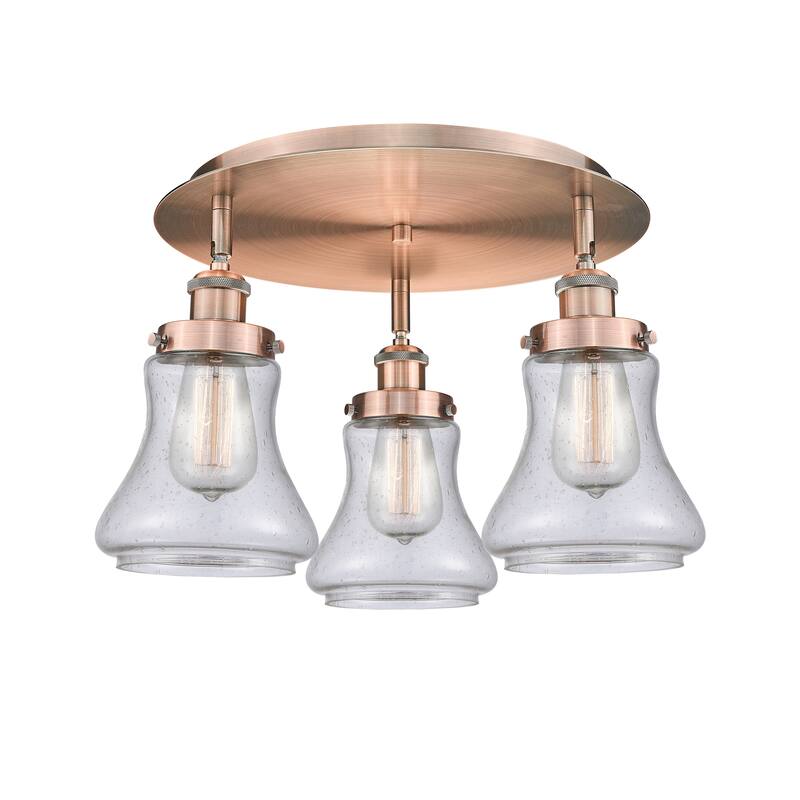 Innovations Lighting Bellmont - 3 Light 18" Flush Mount - Antique Copper/Seedy