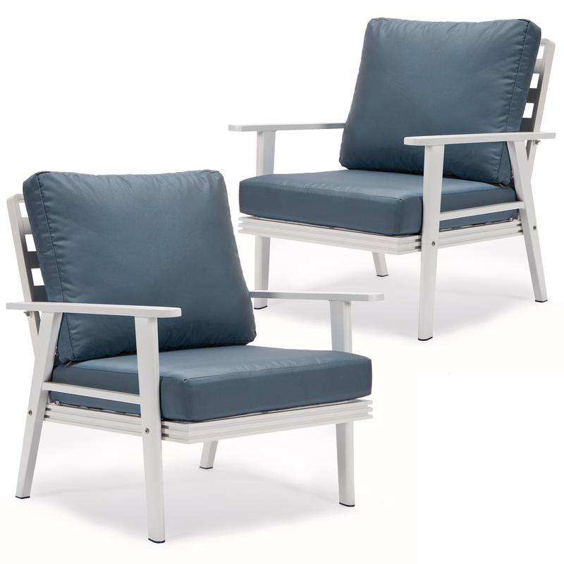 Walbrooke Modern Polyester Upholstery Aluminum Frame wtih Removable Cushion Covers for Indoor Outdoor - Navy Blue