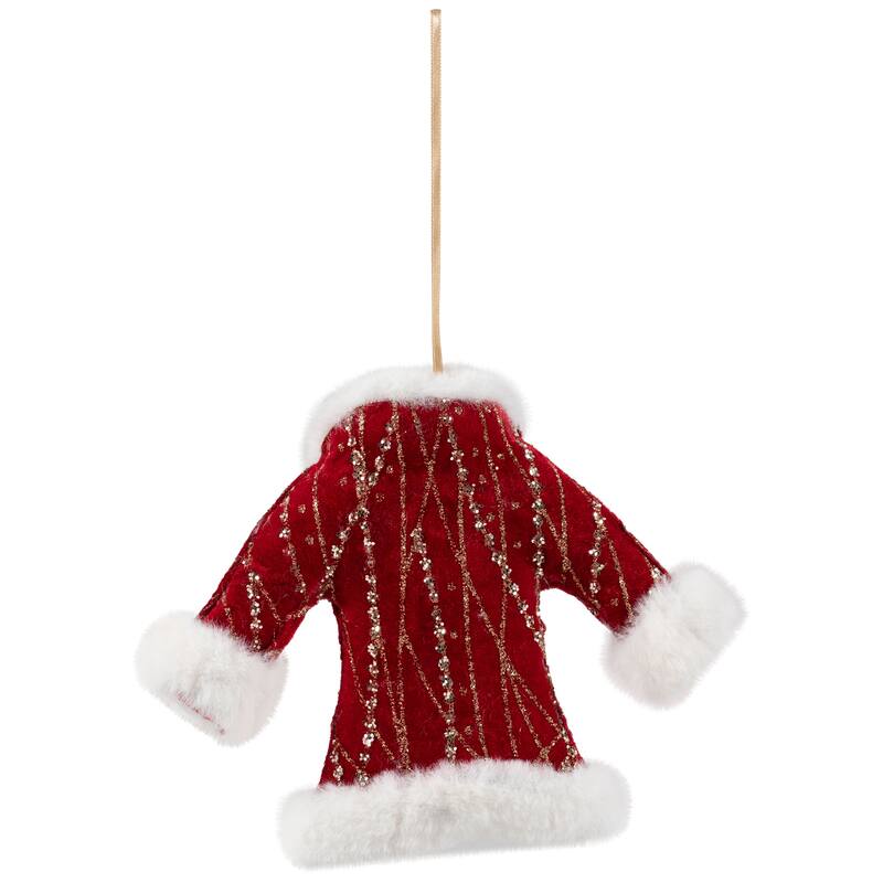 Glittered Winter Coat with Plush Trim Christmas Ornament - 6.5" - Red