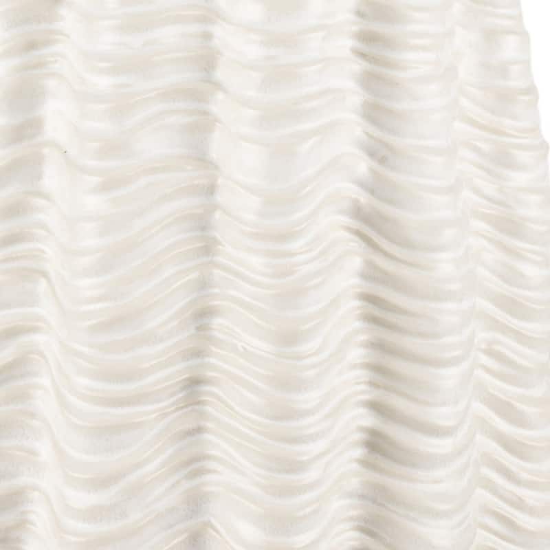 24" Cream Cylinder Ceramic Sculptural Waves Table Vase - 12.50