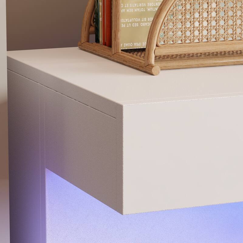 Modern Electric Fireplace TV Stand, High Gloss White Console, 40" LED Insert