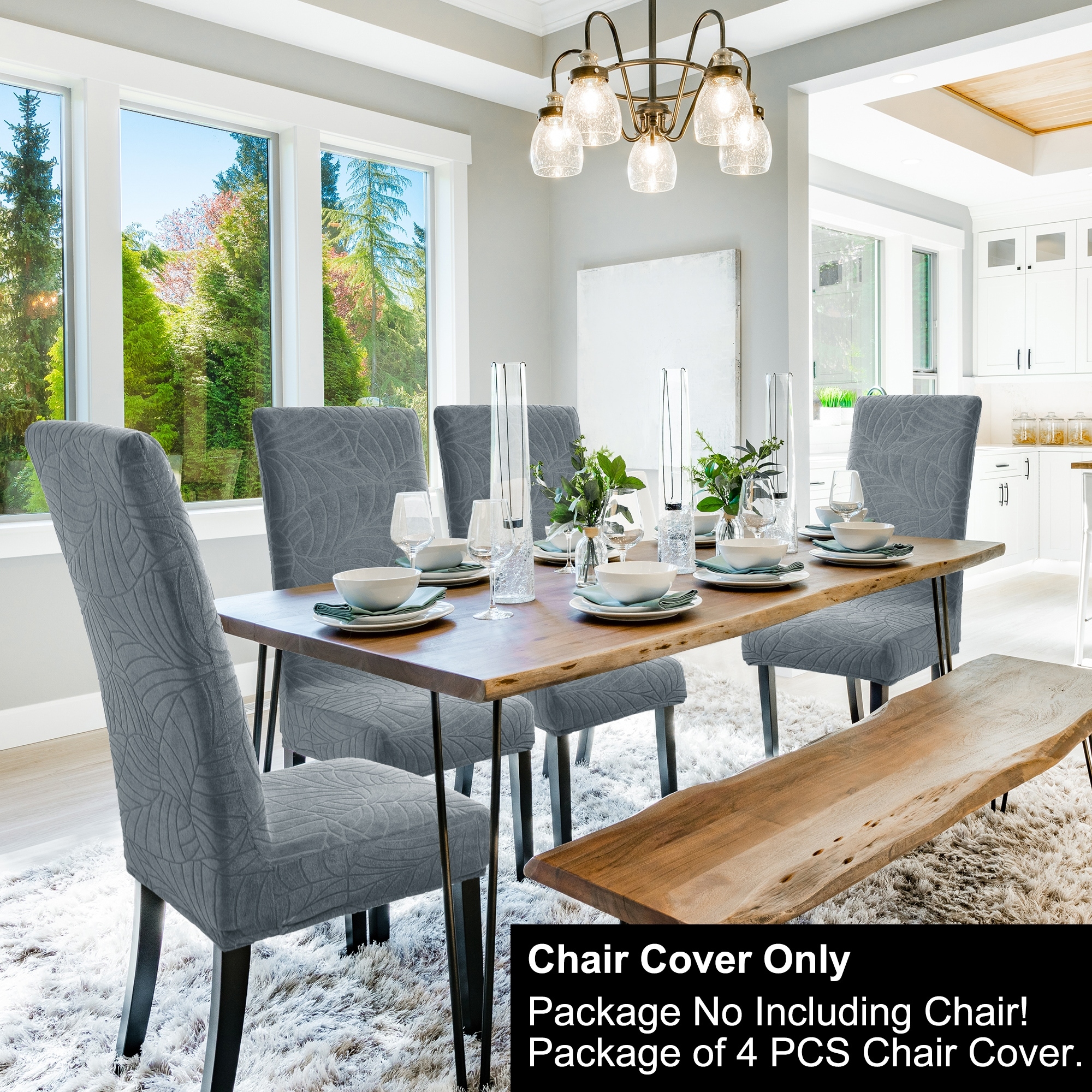 Jacquard Stretch Spandex Removable Dining Room Chair Covers