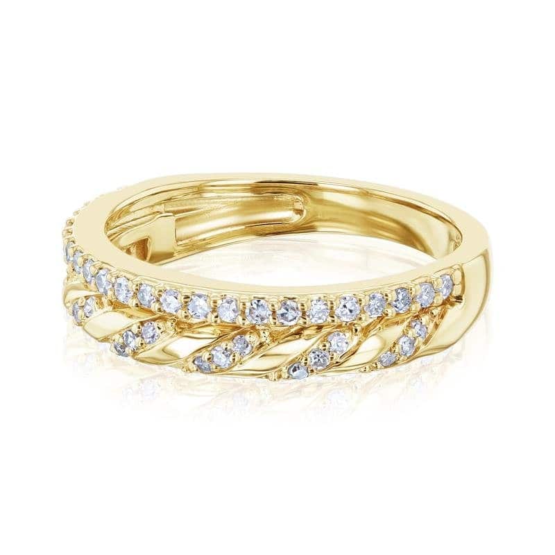 Annello by Kobelli Kiki 10k Yellow Gold Twist Pavé Dual Row Diamond Ring (HI/I)