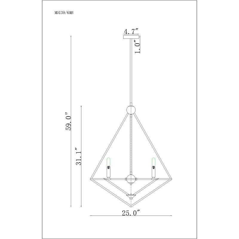 Desera 6-Light Matte Black Geometric Chandelier