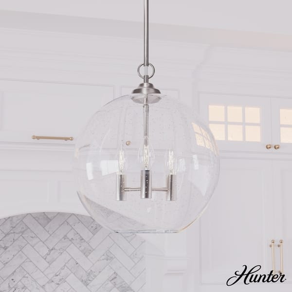 slide 2 of 7, Hunter High Oaks 14-inch 3-Light Pendant - Kitchen Island, Dining Room, Entry - Contemporary, Transitional Brushed Nickel