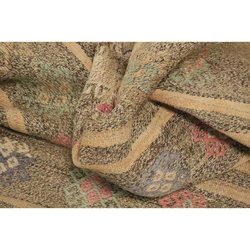 Hand Woven Oriental 100% Wool Carpet Southwestern Tribal Multi-Colored Kilim Area Rug - 8' 5'' X 5' 10''