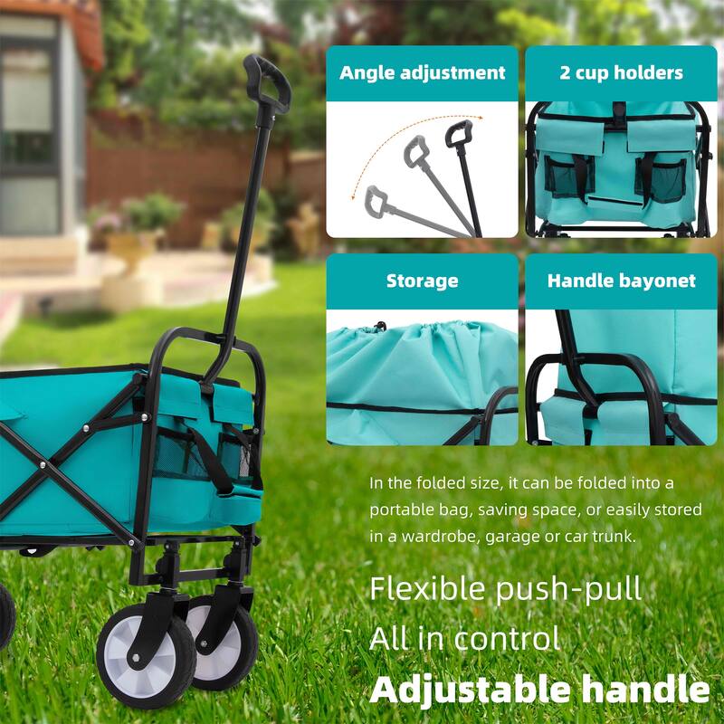 Multi-Use Foldable Wagon with 3 Liner Bags - Heavy Duty Utility Cart