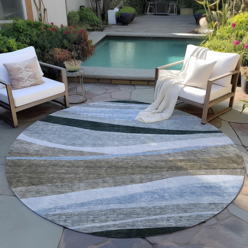 Machine Washable Indoor/ Outdoor Contemporary Deco Chantille Rug