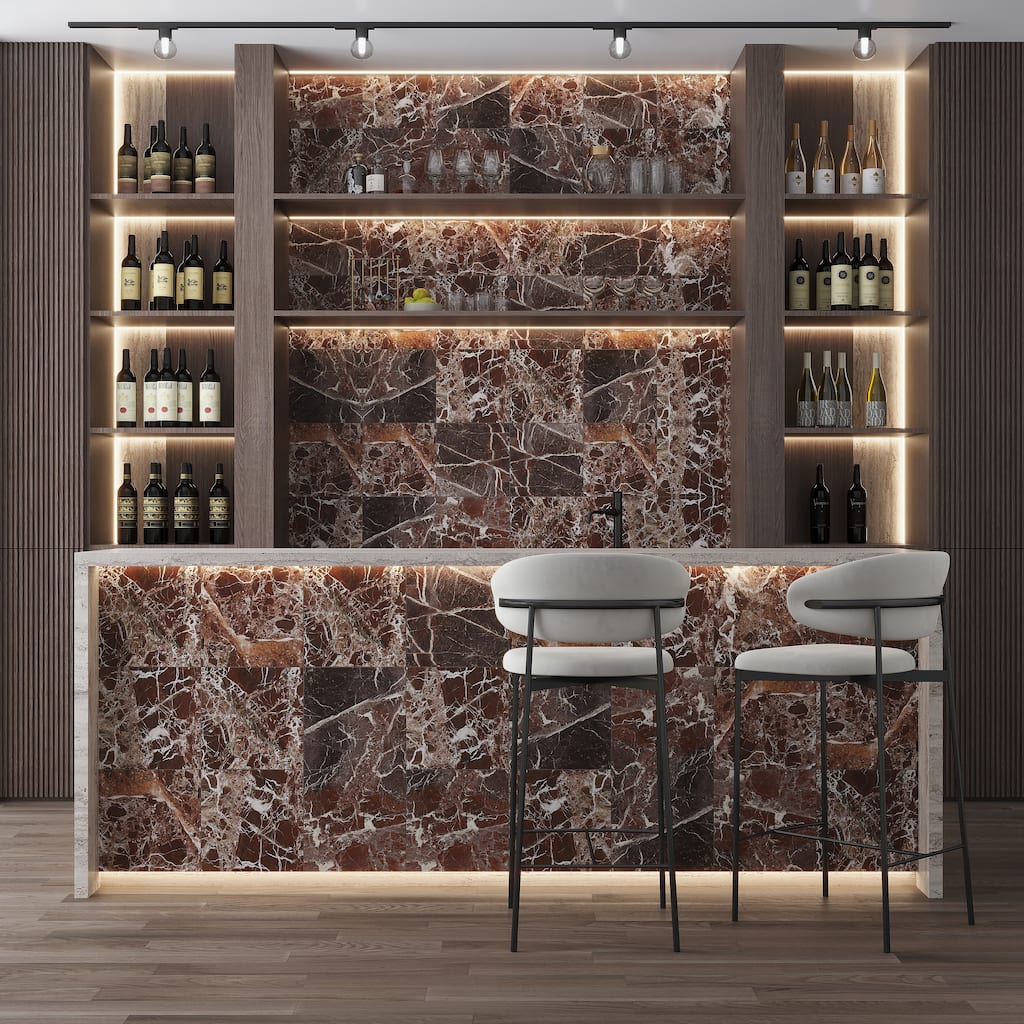 Regalia 12x12 Rosso Levanto Porcelain Veining Wall and Floor Tile (13.56 sq ft/case) - 14 Pack