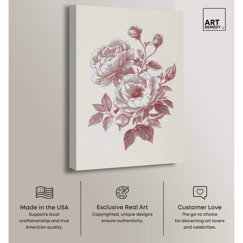 Breezy Red Pencil Blooms Canvas by Art Remedy, Gallery Wrapped
