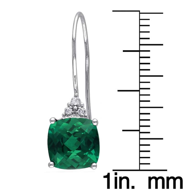 Miadora 10k White Gold Diamond Accent Created Ruby or Emerald Earrings