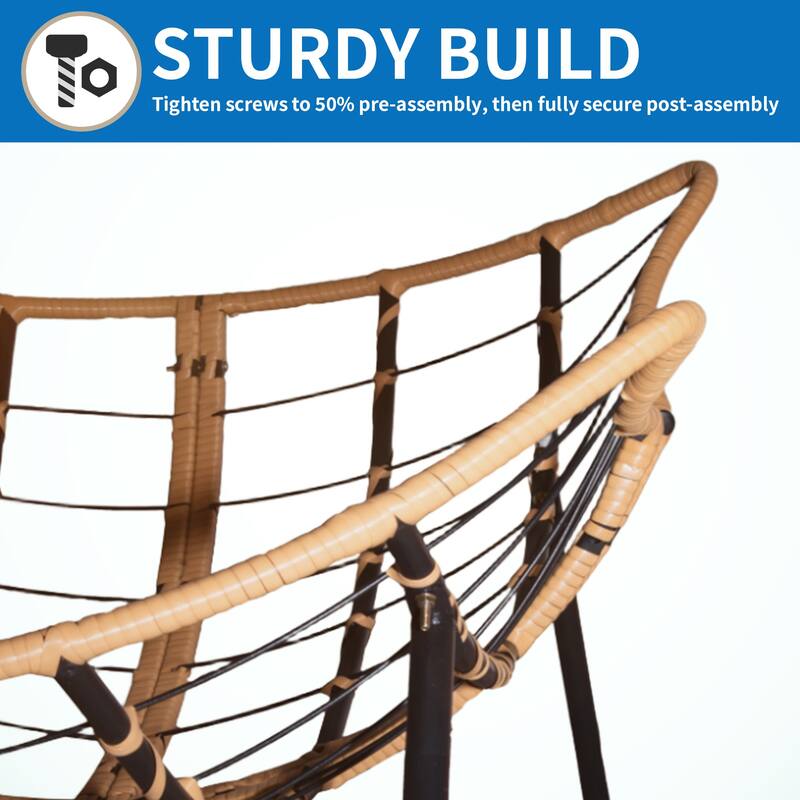 Ultra-Plush Rattan Rocking Chair with Anti-Tip Design for Indoor and Outdoor