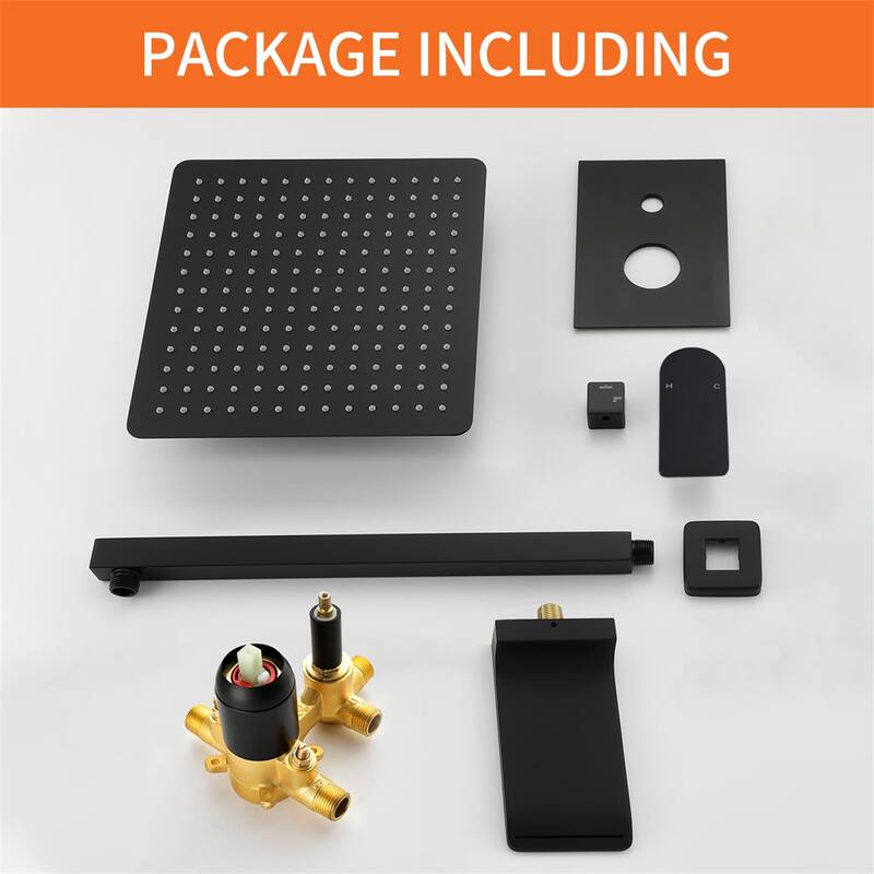 10 Inch Wall Mount Shower System with Waterfall Tub Spout Modern Rainfall Tub Shower Faucet With Rough-in Valve