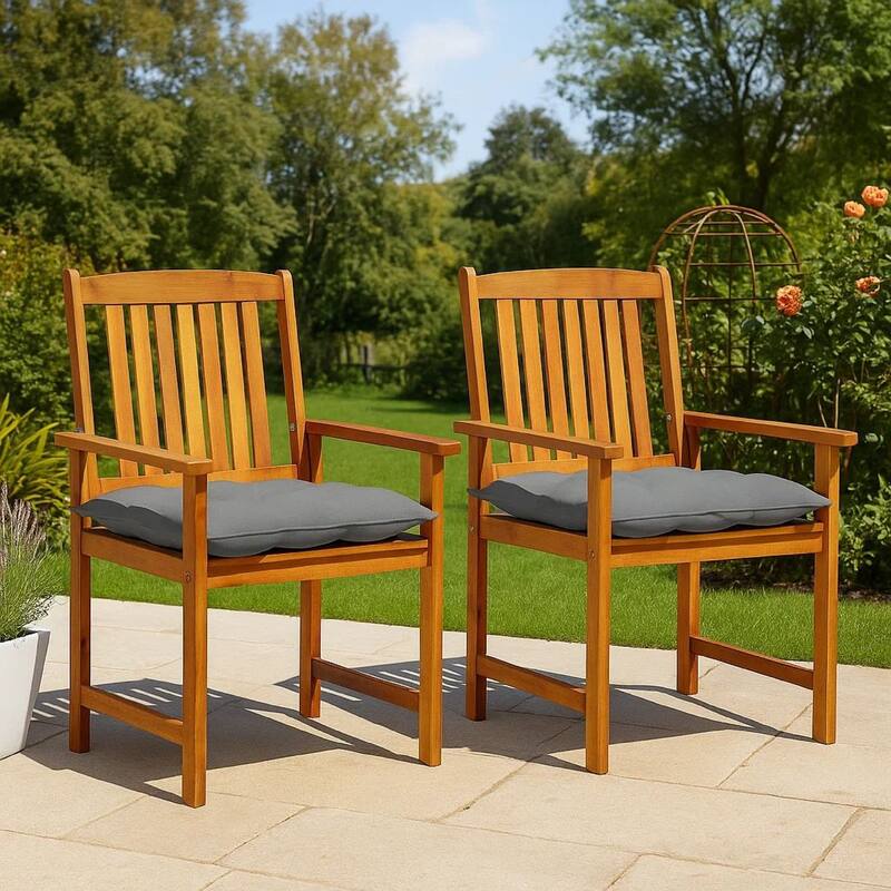 Blaire Outdoor Accent Set of 2, Gray Polyester Brown Acacia Wood