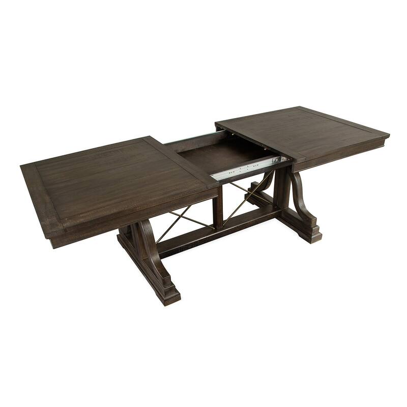 Magnussen Home Westley Falls Graphite Extendable Trestle Dining Table - 38''W x 72''D x 30''H