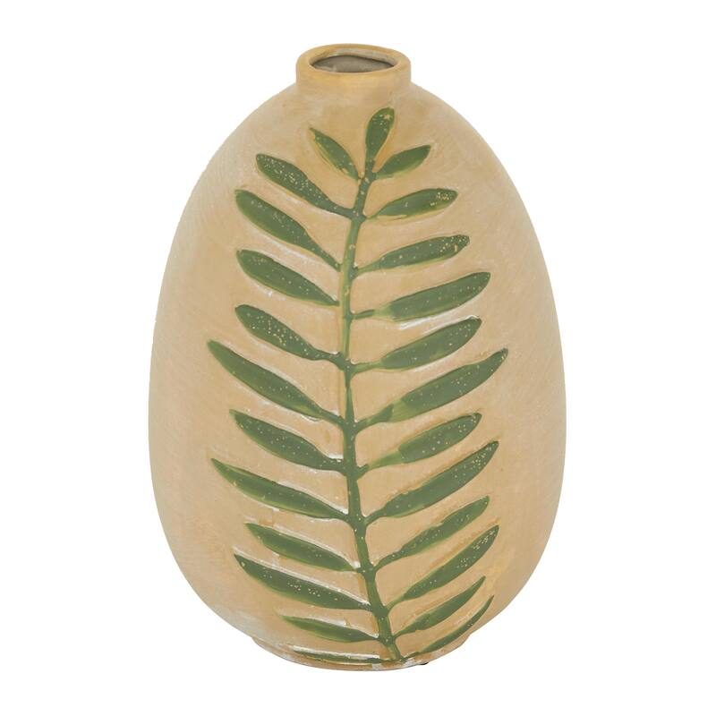 Ceramic Leaf Vase - Beige - Roche River Decor
