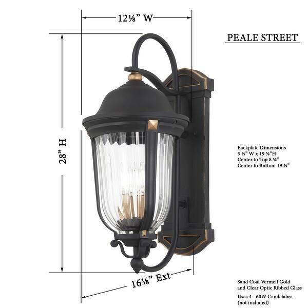 The Great Outdoors Peale Street 4 Light 28" Tall Outdoor Wall Sconce