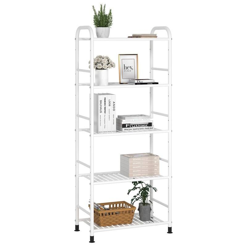 5-Tier Adjustable Shelving Unit - 21.65"D x 11"W x 52.76"H - White