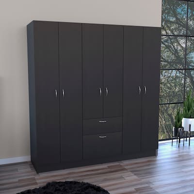 Mitu Six Doors Armoire, Seven Interior Shelves, One Drawer, Hanging Rod - N/A