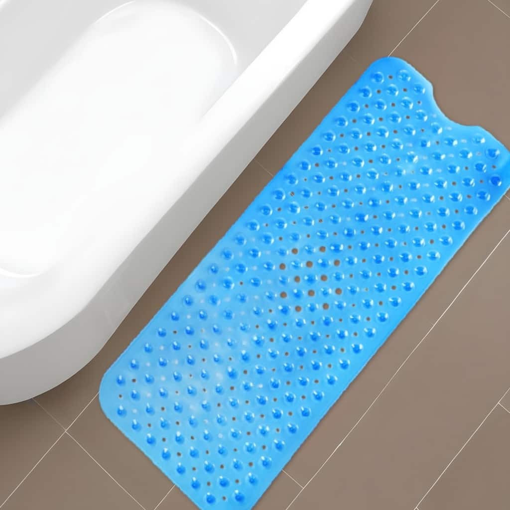 HomeRoots 40" Translucent Blue Bubbles Non Slip Bathtub Mat