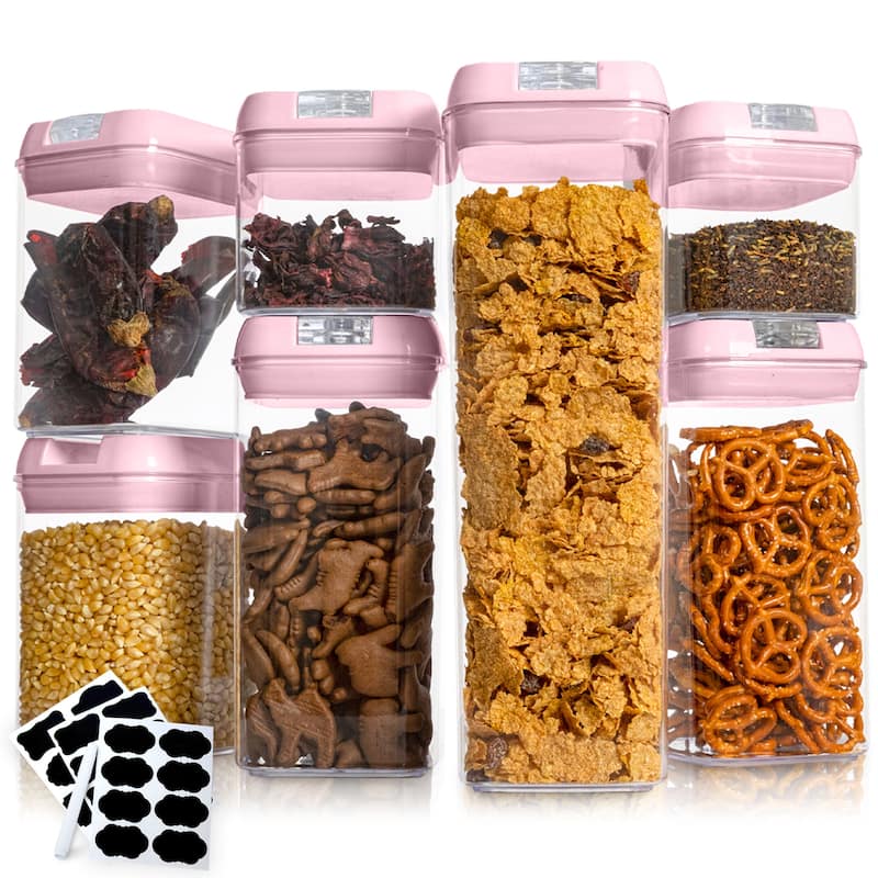 Cheer Collection 7-piece Stackable Airtight Food Storage Container Set - Pink