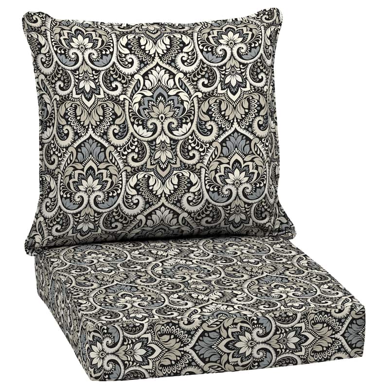 ARDEN Outdoor 24 x 24 in. Deep Seat Set - 24 W x 24 D in. - 24 W x 24 D in. - Black Aurora Damask