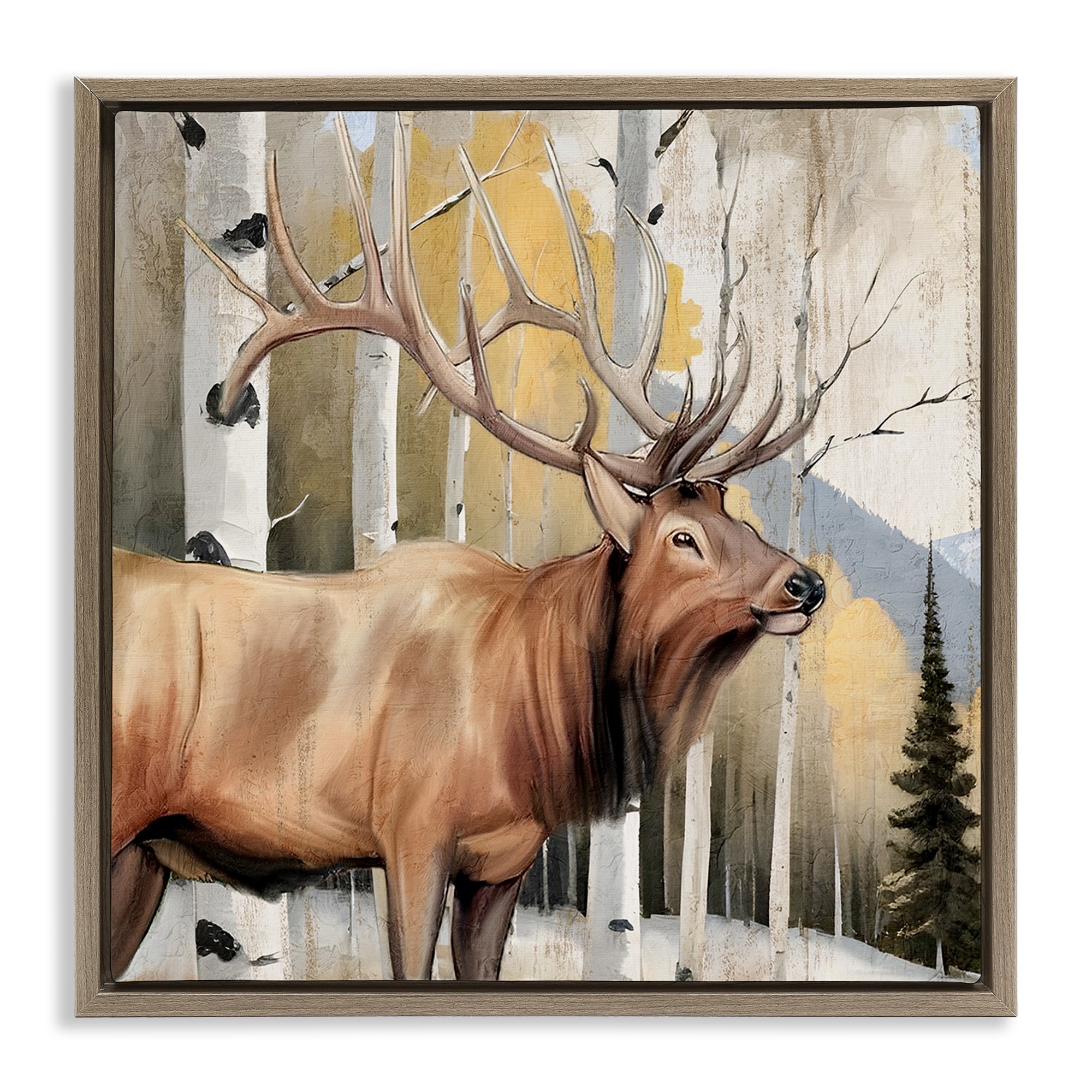 Stupell Mountain Walk Elk Forest Framed Floater Canvas Wall Art Design By Kim Allen