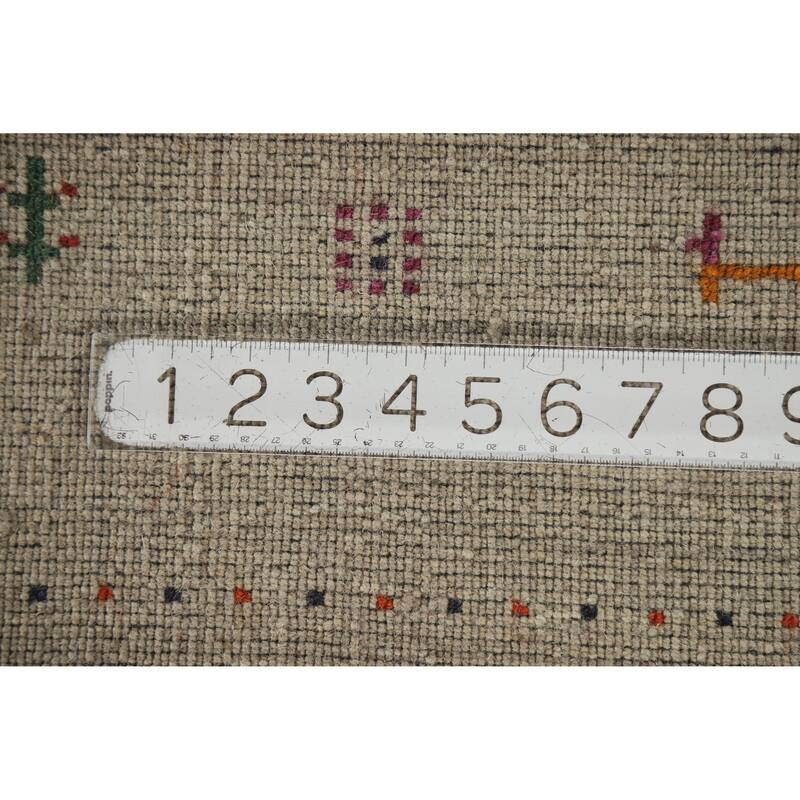 Hand Knotted Oriental 100% Wool Carpet Tribal Animal Pictorial Beige & Ivories Gabbeh Area Rug - 4' 10'' X 2' 9''