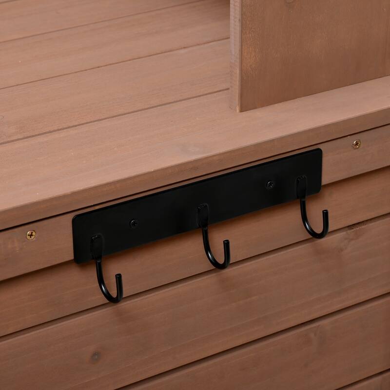 50.2'' Fir Wood Potting Bench with Hutch