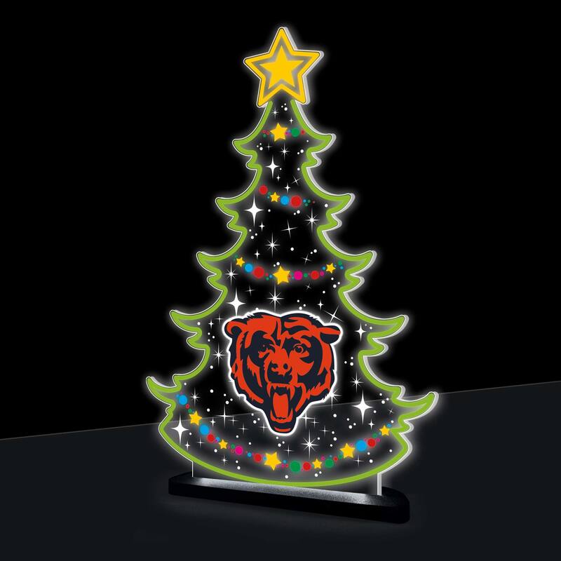 10" LED Tabletop Christmas Tree Desklite Sign, Chicago Bears
