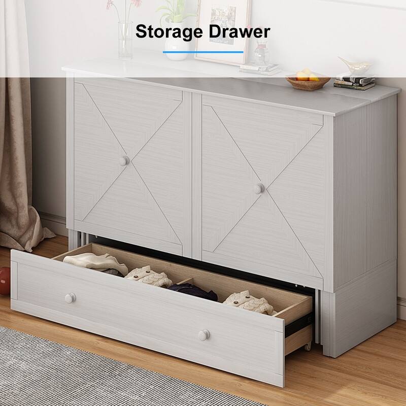 Mixoy Murphy Bed,Cube Cabinet Chest Bed with Charging Station