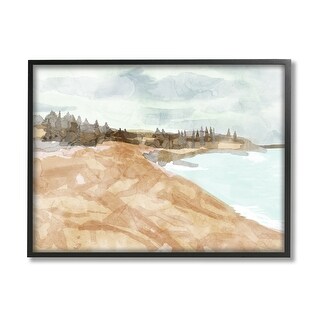 Stupell Abstract Sandy Beach Coastal Landscape Framed Giclee Art by Lil ...