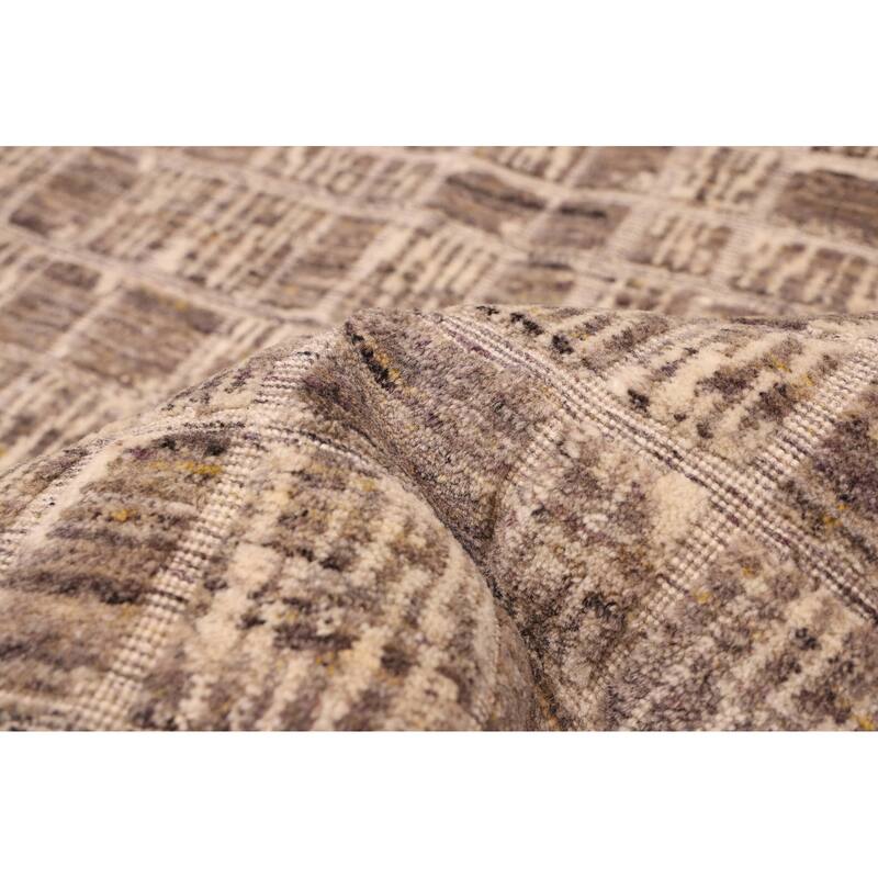 ECARPETGALLERY Hand Loomed Elysian Taupe Wool Rug - 8'1 x 11'8