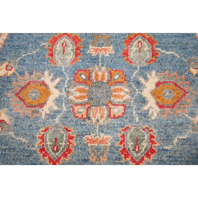 Blue Kazak Oriental Accent Rug Handmade Floral Wool Carpet - 3'3" x 4'11"