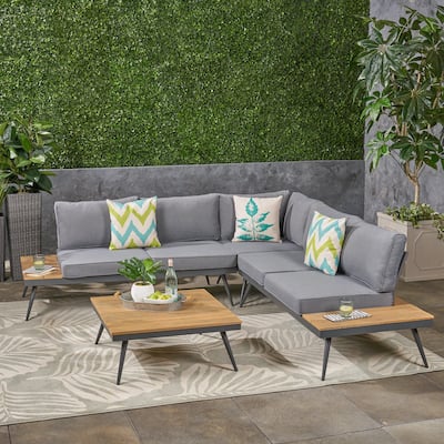 Norfolk Outdoor V-Shaped 5 Seater Sofa Set by Christopher Knight Home