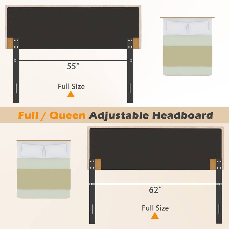 Gymax Linen Upholstered Headboard Vertical Channel Tufted Wood Leg for